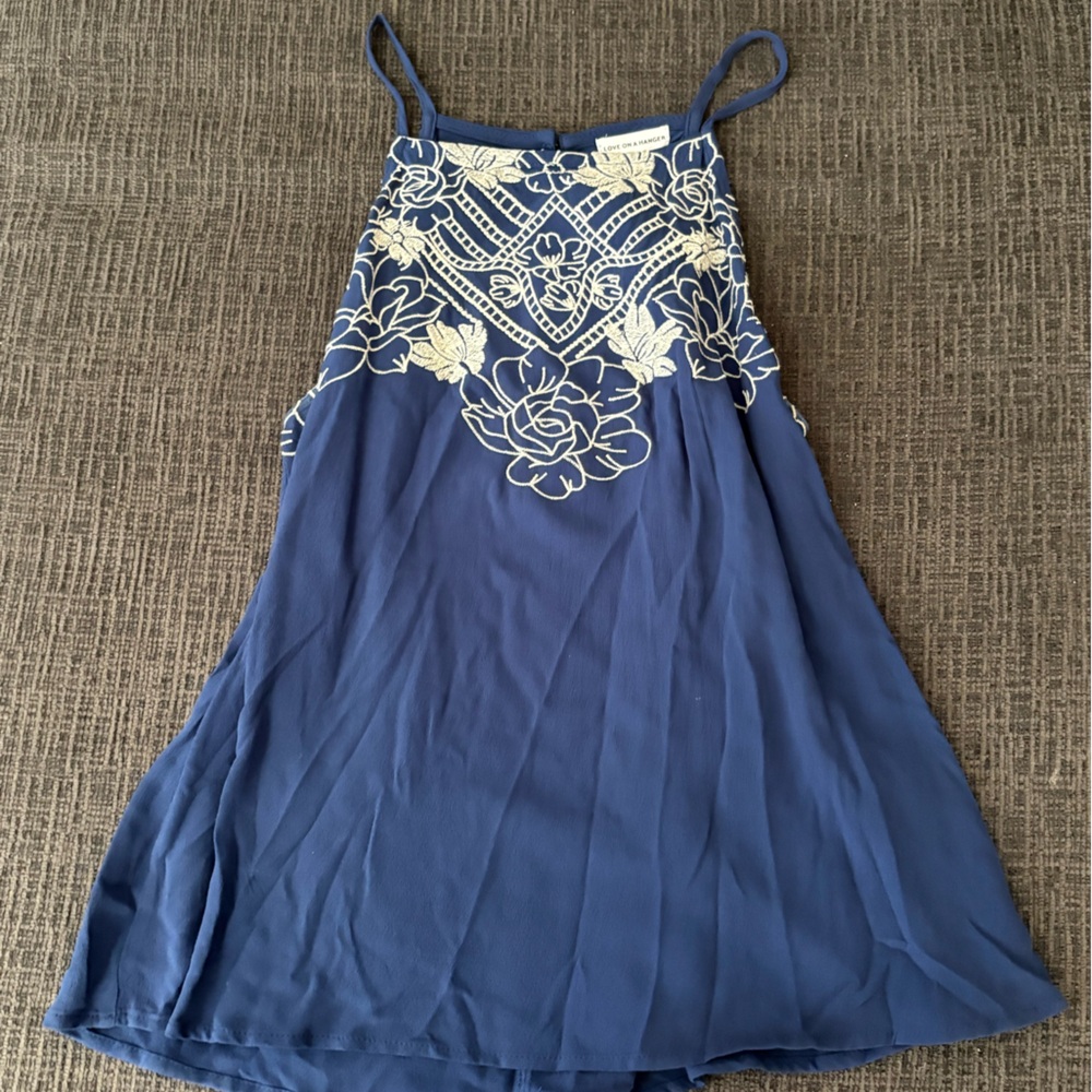 Blue Floral Embroidered Top